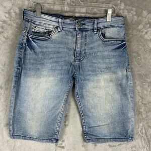 Cultura Mens Light Wash Denim Shorts Slim Fit Stretch Size 30 Distressed Jorts